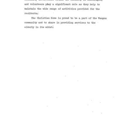 Page 2 of historical info on Christian Home for Aged