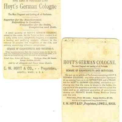 Advertisements for Hoyt's German Cologne