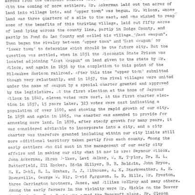 Page 3 from Early History of Waupun