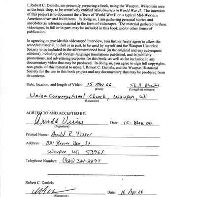 Document, Permission to use Videotaped Interview Material