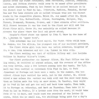 Page 4 of Early History of Waupun