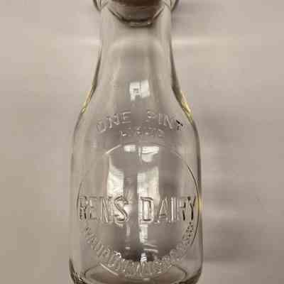 Milk Bottle, Dairy, Rens Dairy, One Pint