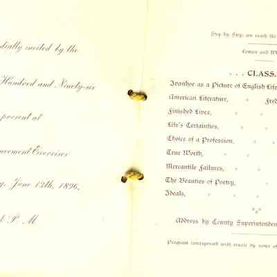 12th Annual Commencement of NW High School, 1896.
