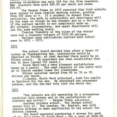 Page from book of History of Waupun Area Schools
