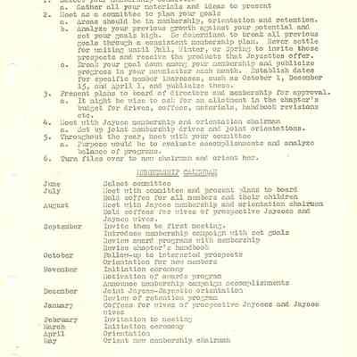 Plan of action/Calendar