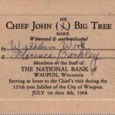 Chief John Big Tree, National Bank Card, 1964