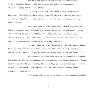 Historical info on Moorman's Mfg. Co.