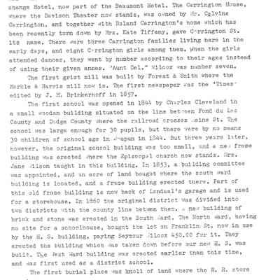 Page 5 of Early History of Waupun