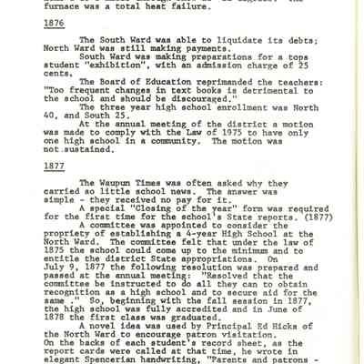 Page ffrom book of History of Waupun Area Schools