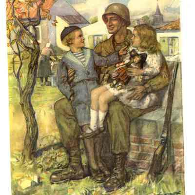 Greeting Card, WWII, Christmas, 1944