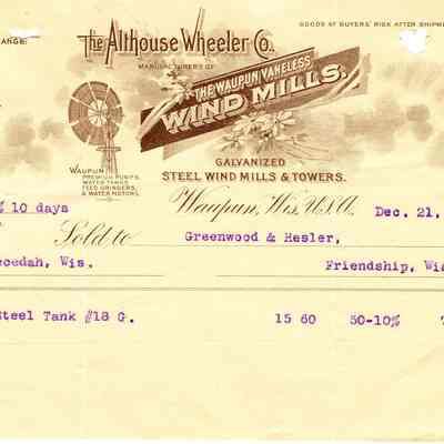 Sales Slip, Althouse Wheeler Co., 1909