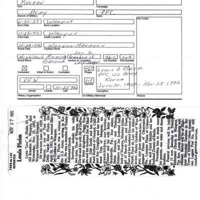 Mr. Pluim military information.