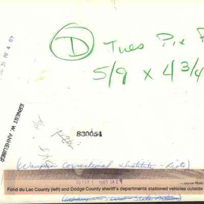 Info on back of photo of Waupun prison riots