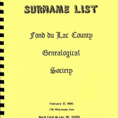 Genealogy, Surname List, Fond du Lac County