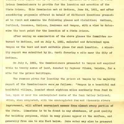 Brief History of the Wis State Prison