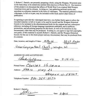 Document. Permission to use Videotaped Interview Material