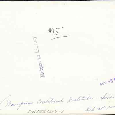Back of photo of cell block in Waupun prison