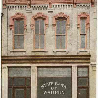 Postcard, Waupun State Bank circa 1912