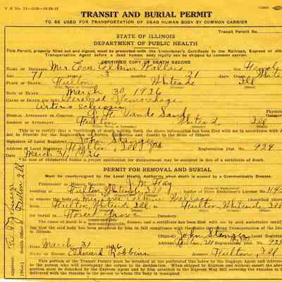 State of Illinois Transit and Burial Permit