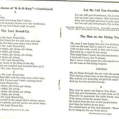 Inside of Army Song Book of WWII era