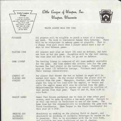 Rules Major League, 1986