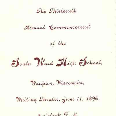 13th Annual Commencement of the SW High School, 1896.