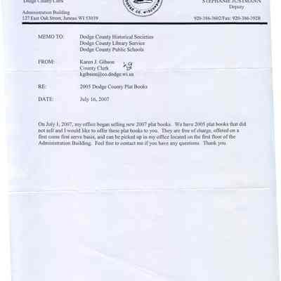 Donation Letter for Plat Book.