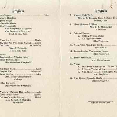 Philharmonic, Music Club, Musicale, 1914