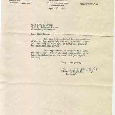 War Department, WWII, Elva Drews Military Orders
