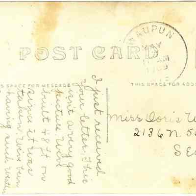 Postcard side of photo postcard by A. S. Johnson Jr.
