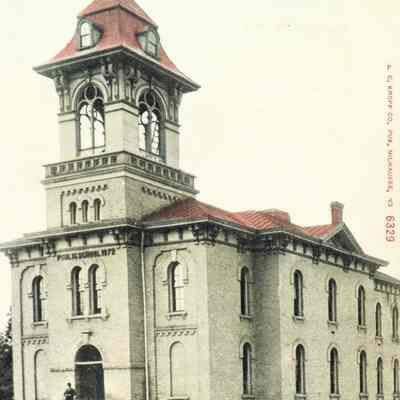 Postcard, South Ward School before additions