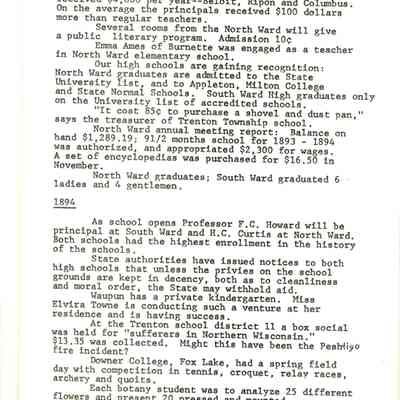 Page from book of History of Waupun Area Schools