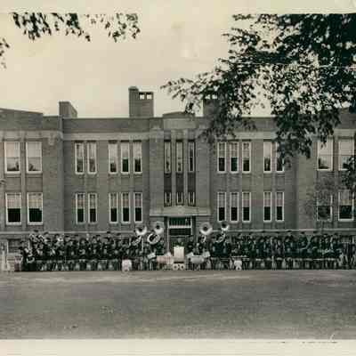 Photograph, Waupun High School Band, In Front of High School