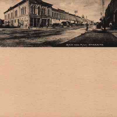 Postcard, Main Street, Looking East from Main and Mill streets