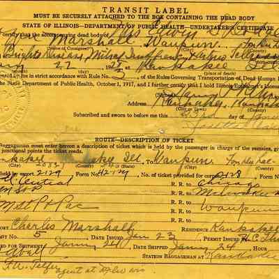 State of Illinois Transit Label: Mrs. Edwin S. Dodge