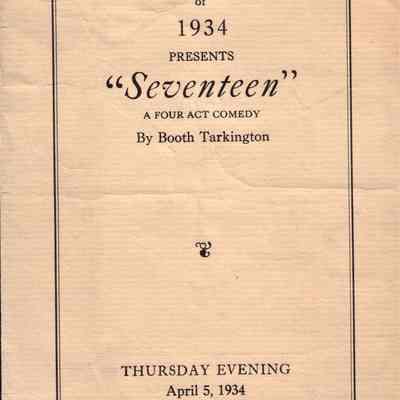 Waupun High School -Senior class of (1934) "Seventeen" A four Act Comedy