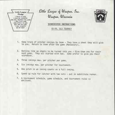 Scorekeeper Instructions