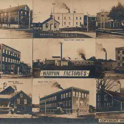 Postcard, Waupun Factories, A. S. Johnson, Jr., 1912