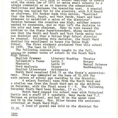 Page from book of History of Waupun Area Schools