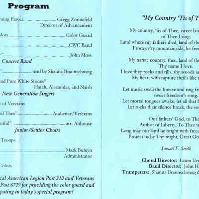 Program from the Central Wisconsin Christian School