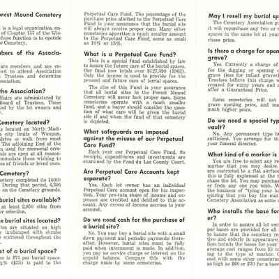 Pamphlet - Fact About Forest Mound Cemetery