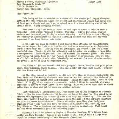 Page 1 newsletter - August 1968