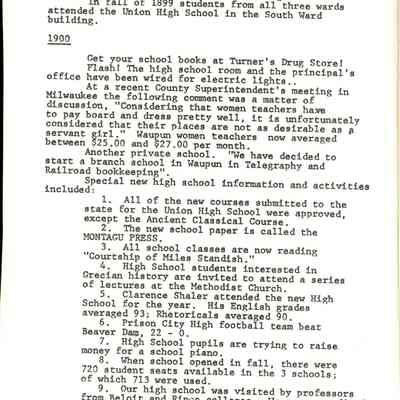 Page from book of History of Waupun Area Schools