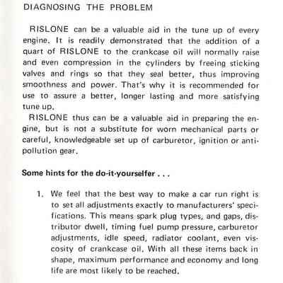 Booklet advertising Rislone products.