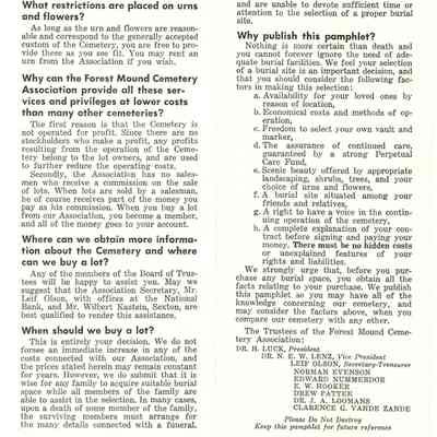 Pamplet - Facts About Forest Mound Cemetery