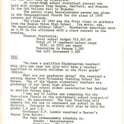 Page from book of History of Waupun Area Schools