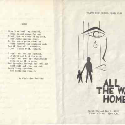 Waupun High School Drama Club "All The Way Home" (Apr 31 & May 1 1982)