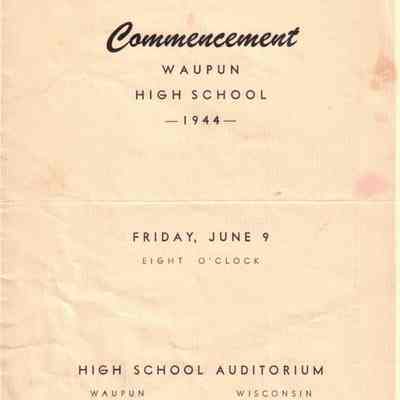 Waupun High School Class of 1944 (Commencement June 9 1944)