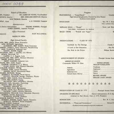 Waupun High School "Commencement" Class of (1970) June 4 1970: Origformat: Other