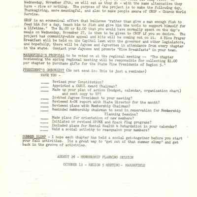 Projects, reminders - President's check list